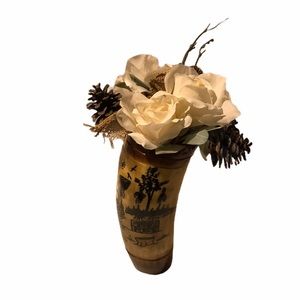 Hand made IVORY COW FOOT SENEGALÉS  PAINTED VASE.